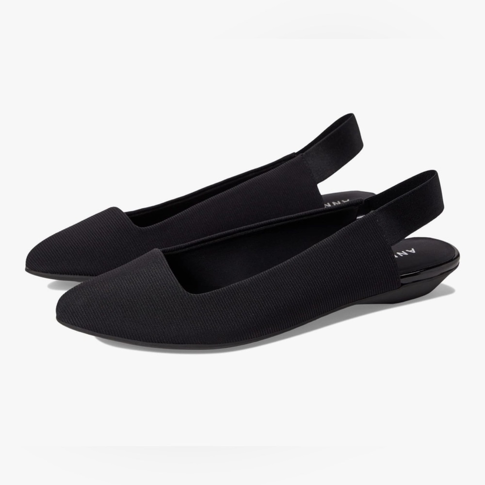 Anne Klein Black Slingback Pointed-Toe Flats